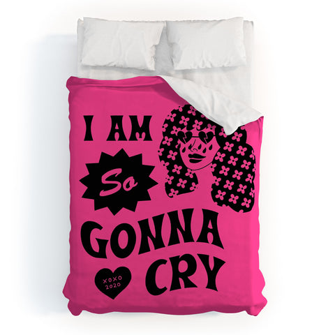 Cowgirl UFO I Am So Gonna Cry Hot Pink Duvet Cover