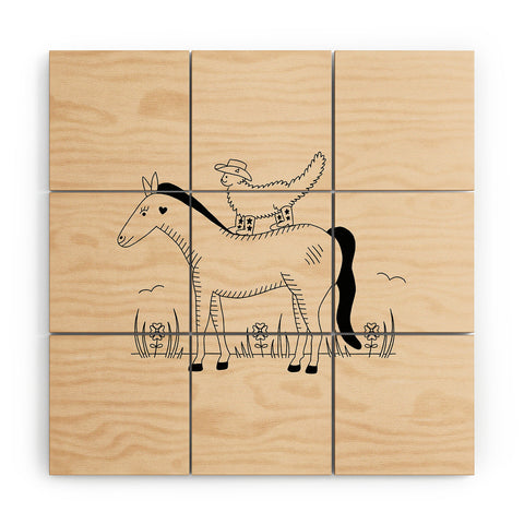 Cowgirl UFO Meowdy Yall Wood Wall Mural