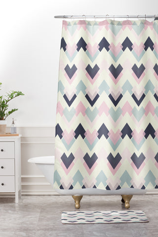 CraftBelly Bright Angles Shower Curtain And Mat