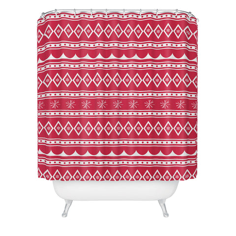 CraftBelly Retro Holiday Red Shower Curtain