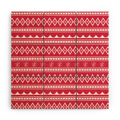 CraftBelly Retro Holiday Red Wood Wall Mural