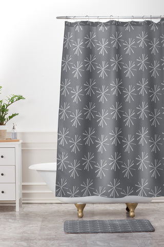 CraftBelly Snowflake Slate Shower Curtain And Mat