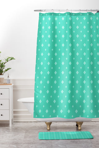 CraftBelly Twinkle Emerald Shower Curtain And Mat