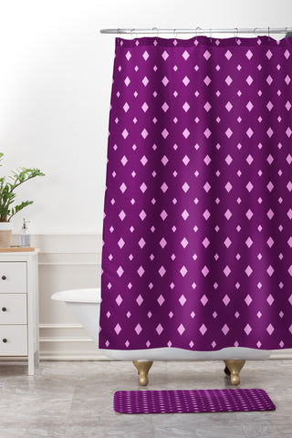 CraftBelly Twinkle Fuchsia Shower Curtain And Mat