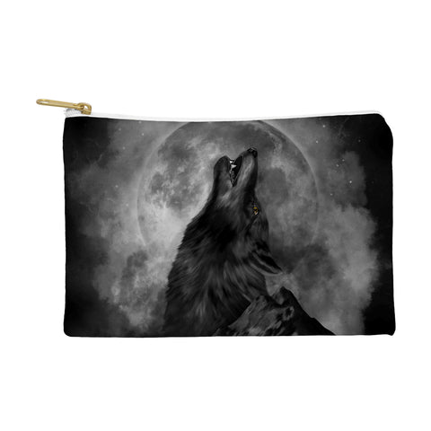 Creativemotions Black Wolf Howling Black White Pouch