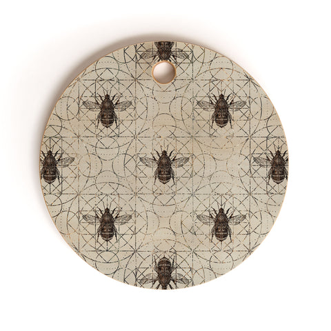 Creativemotions Bumble Bee on sacred geometry Cutting Board Round