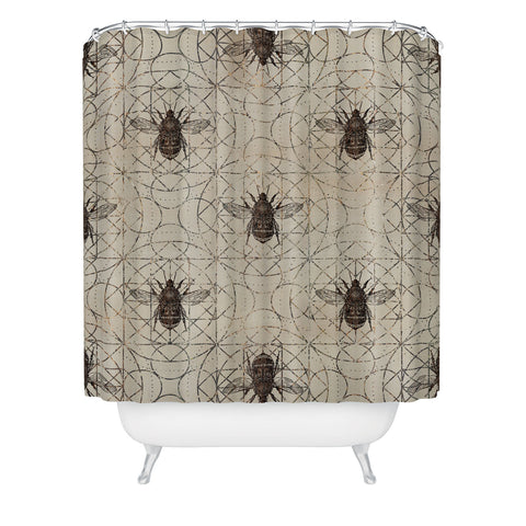 Creativemotions Bumble Bee on sacred geometry Shower Curtain