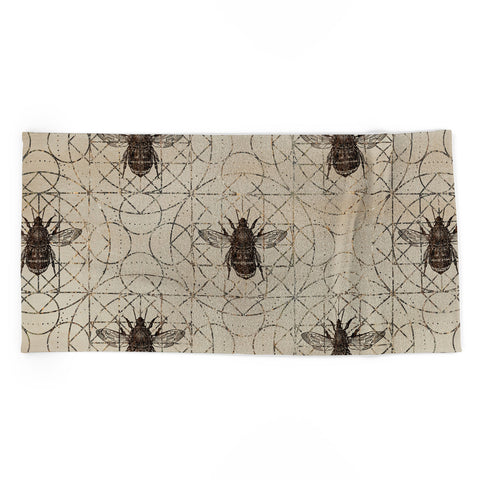 Creativemotions Bumble Bee on sacred geometry Beach Towel