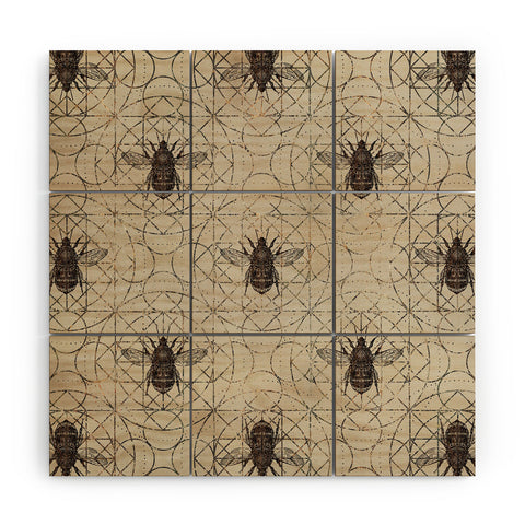 Creativemotions Bumble Bee on sacred geometry Wood Wall Mural