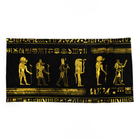 Creativemotions Golden Egyptian Gods and hiero Beach Towel