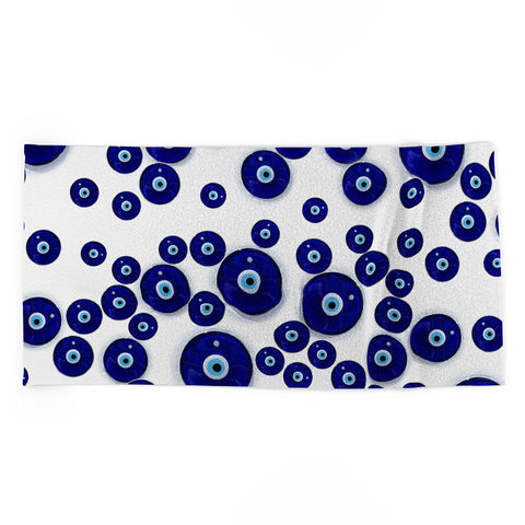 Creativemotions Greek Blue Glass Evil Eye Beach Towel