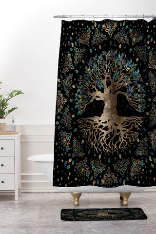 Creativemotions Tree of life Yggdrasil Golden Shower Curtain And Mat