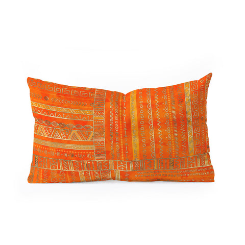 Creativemotions Tribal Ethnic pattern gold Oblong Throw Pillow