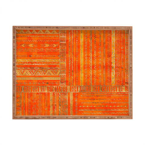 Creativemotions Tribal Ethnic pattern gold Rectangular Tray