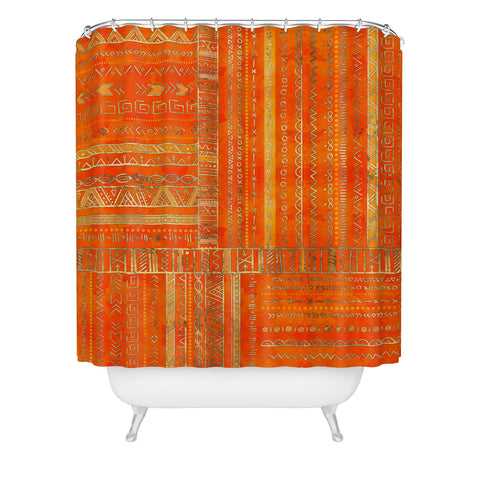 Creativemotions Tribal Ethnic pattern gold Shower Curtain