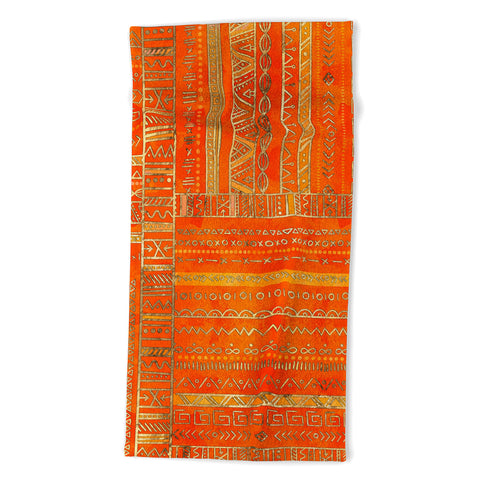 Creativemotions Tribal Ethnic pattern gold Beach Towel