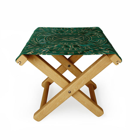 Creativemotions Web of Wyrd Malachite Leather Folding Stool