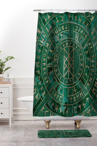 Creativemotions Web of Wyrd Malachite Leather Shower Curtain And Mat