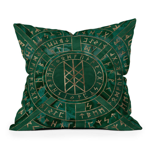 Creativemotions Web of Wyrd Malachite Leather Outdoor Throw Pillow