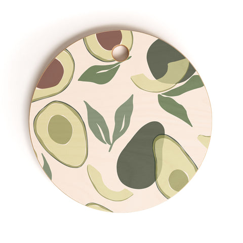 Cuss Yeah Designs Abstract Avocado Pattern Cutting Board Round