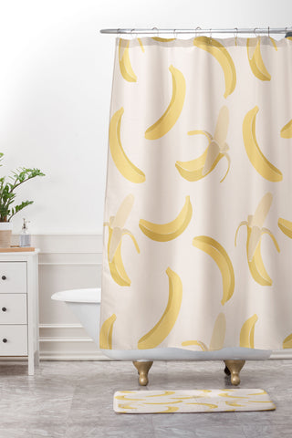 Cuss Yeah Designs Abstract Banana Pattern Shower Curtain And Mat
