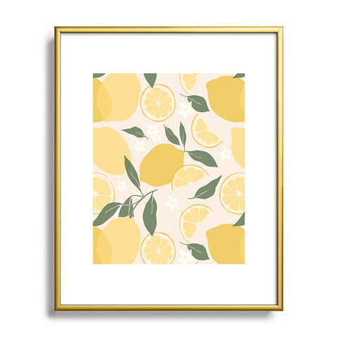 Cuss Yeah Designs Abstract Lemon Pattern Metal Framed Art Print