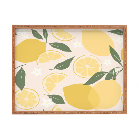 Cuss Yeah Designs Abstract Lemon Pattern Rectangular Tray