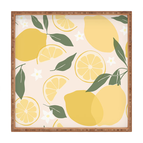 Cuss Yeah Designs Abstract Lemon Pattern Square Tray