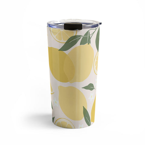 Cuss Yeah Designs Abstract Lemon Pattern Travel Mug