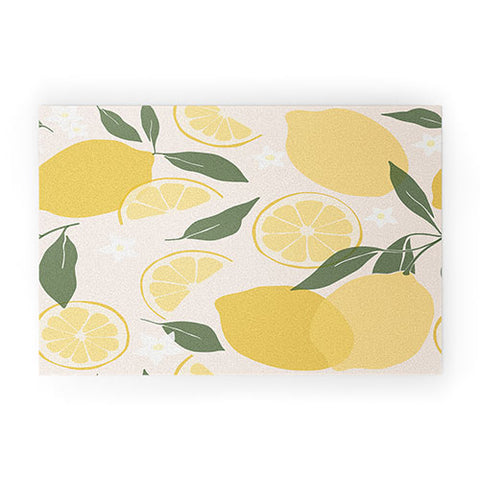Cuss Yeah Designs Abstract Lemon Pattern Welcome Mat