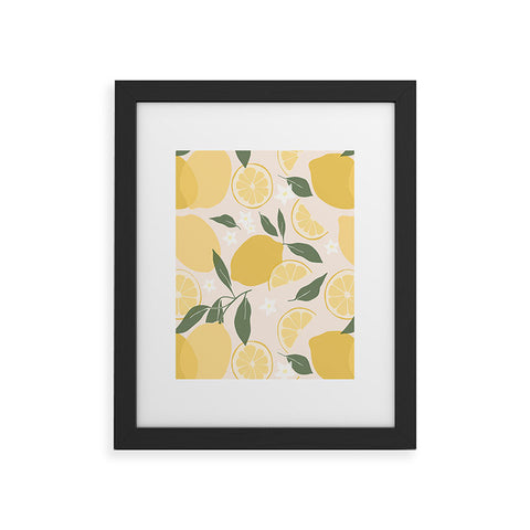 Cuss Yeah Designs Abstract Lemon Pattern Framed Art Print