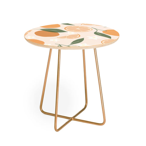 Cuss Yeah Designs Abstract Orange Pattern Round Side Table