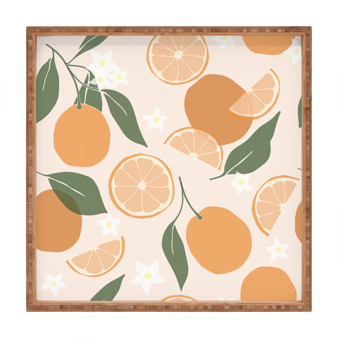Cuss Yeah Designs Abstract Orange Pattern Square Tray