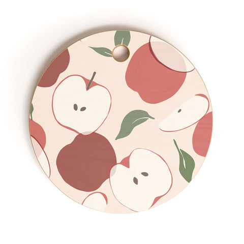 Cuss Yeah Designs Abstract Red Apple Pattern Cutting Board Round