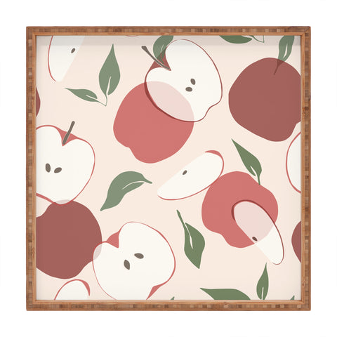 Cuss Yeah Designs Abstract Red Apple Pattern Square Tray