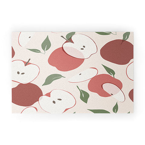 Cuss Yeah Designs Abstract Red Apple Pattern Welcome Mat