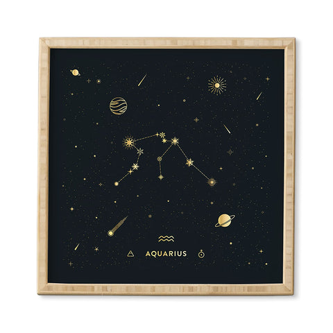 Cuss Yeah Designs Aquarius Constellation in Gold Framed Wall Art