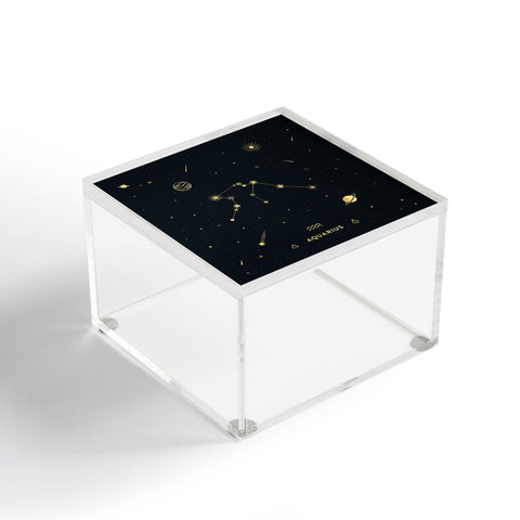 Cuss Yeah Designs Aquarius Constellation in Gold Acrylic Box