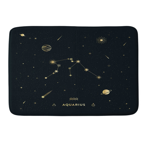 Cuss Yeah Designs Aquarius Constellation in Gold Memory Foam Bath Mat