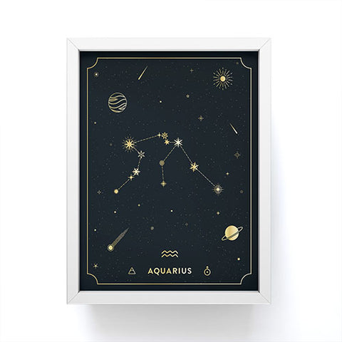 Cuss Yeah Designs Aquarius Constellation in Gold Framed Mini Art Print