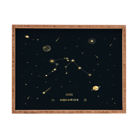 Cuss Yeah Designs Aquarius Constellation in Gold Rectangular Tray