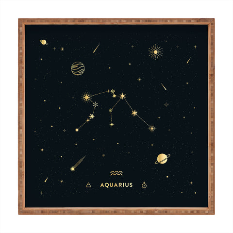 Cuss Yeah Designs Aquarius Constellation in Gold Square Tray