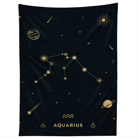 Cuss Yeah Designs Aquarius Constellation in Gold Tapestry