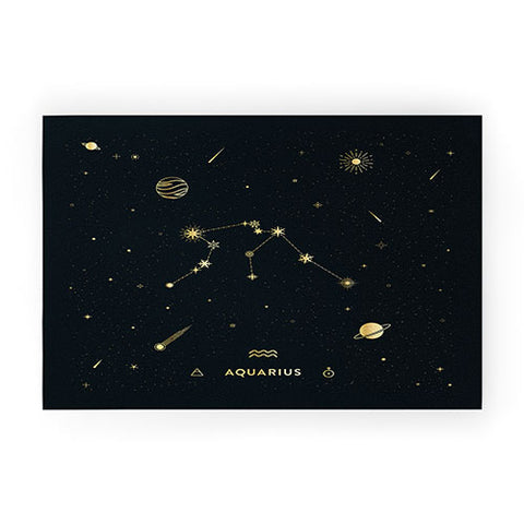Cuss Yeah Designs Aquarius Constellation in Gold Welcome Mat