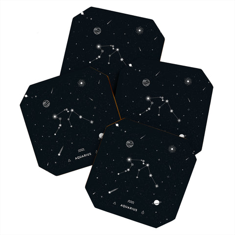 Cuss Yeah Designs Aquarius Star Constellation Coaster Set