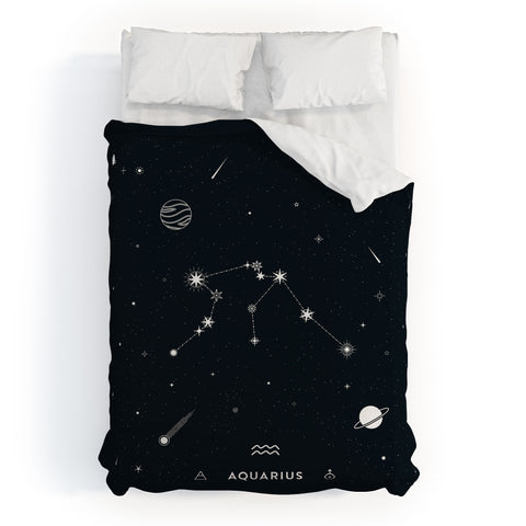 Cuss Yeah Designs Aquarius Star Constellation Duvet Cover