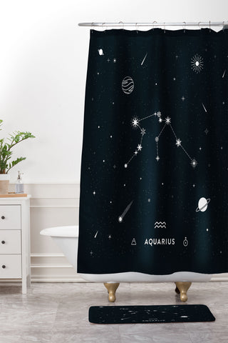 Cuss Yeah Designs Aquarius Star Constellation Shower Curtain And Mat