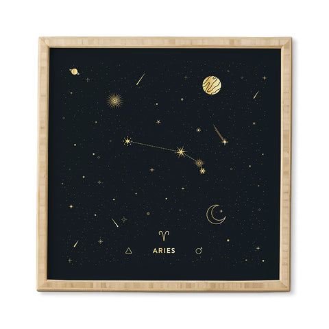 Cuss Yeah Designs Aries Constellation in Gold Framed Wall Art