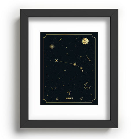 Cuss Yeah Designs Aries Constellation in Gold Recessed Framing Rectangle