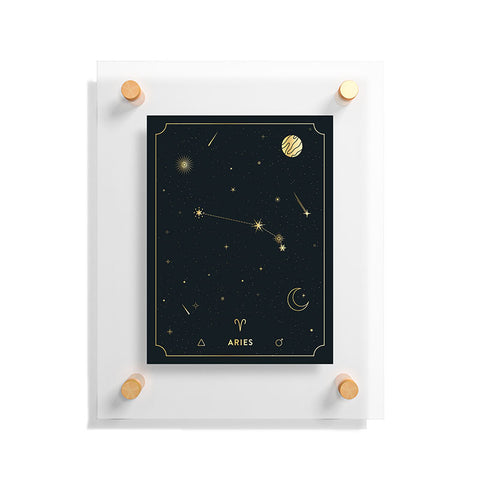 Cuss Yeah Designs Aries Constellation in Gold Floating Acrylic Print